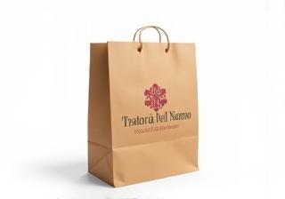 Branded paper bag from Trattoria Del Nonno, ready for a take-away order